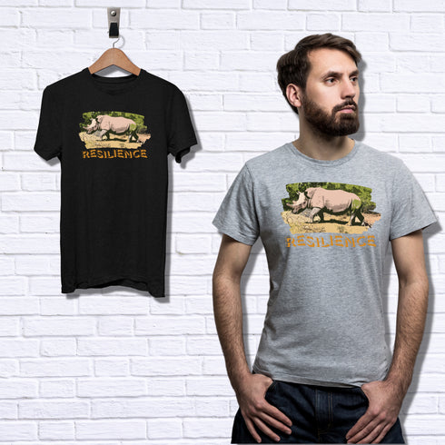 Rhinoceros Resilience Motivational Crewneck T-Shirt-Unisex